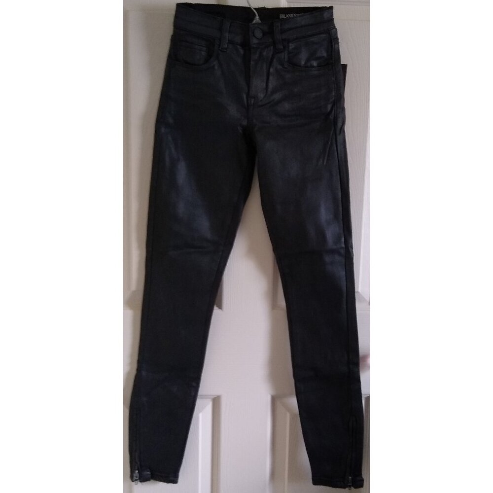 [BLANKNYC] Women's The Bond Coated Black Pants Skinny Spartacus Size 24 XXS